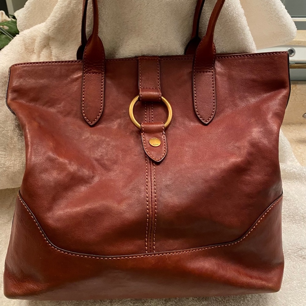 Frye cognac leather tote excellent condition!